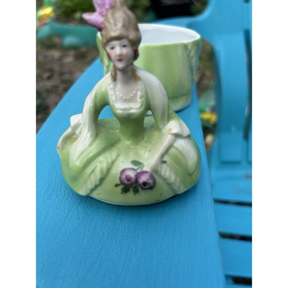 Antique Madame Pompadour Dresser Doll E&R Germany Trinket Powder Box Porcelain - Picture 5 of 9